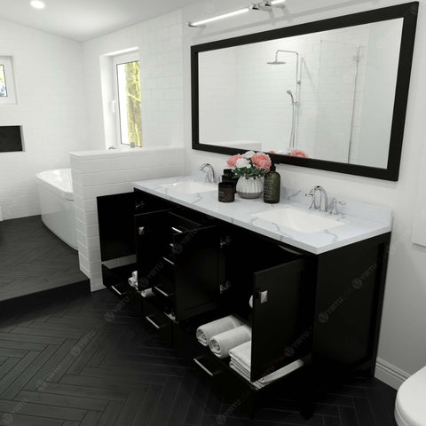 Image of Caroline Avenue Espresso 72" Double Square Sink Vanity with Calacatta Quartz Top | GD-50072-CCSQ-ES-NM