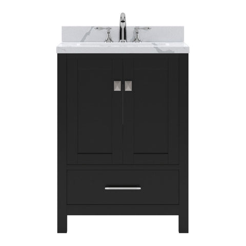 Image of Details of the Virtu USA Caroline Avenue 24" Single Bath Vanity in Espresso with Calacatta Quartz Top and Round Sink | GS-50024-CCRO-ES-NM