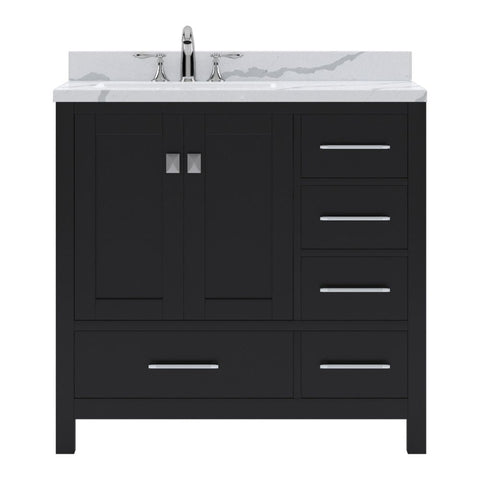 Image of Details of the Virtu USA Caroline Avenue 36" Single Bath Vanity in Espresso with Calacatta Quartz Top and Square Sink | GS-50036-CCSQ-ES-NM