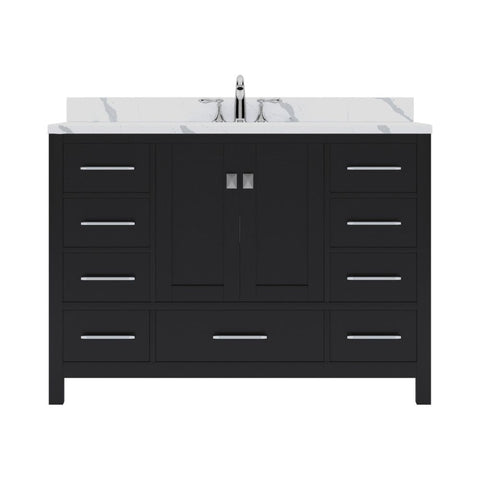 Image of Details of the Virtu USA Caroline Avenue 48" Single Bath Vanity in Espresso with Calacatta Quartz Top and Round Sink | GGS-50048-CCRO-ES-NM