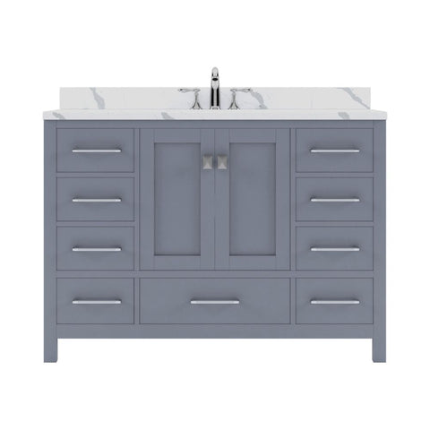 Image of Details of the Virtu USA Caroline Avenue 48" Single Bath Vanity in Gray with Calacatta Quartz Top and Round Sink | GS-50048-CCRO-GR-NM