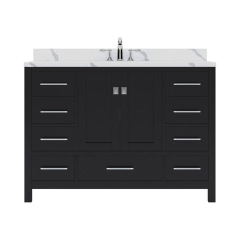 Image of Details of the Virtu USA Caroline Avenue 48" Single Bath Vanity in Espresso with Calacatta Quartz Top and Square Sink | GS-50048-CCSQ-ES-NM