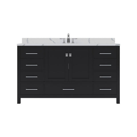 Image of Details of the Virtu USA Caroline Avenue 60" Single Bath Vanity in Espresso with Calacatta Quartz Top and Round Sink | GS-50060-CCRO-ES-NM