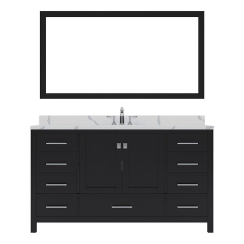 Image of Details of the Virtu USA Caroline Avenue 60" Single Bath Vanity in Espresso with Calacatta Quartz Top and Round Sink with Matching Mirror | GS-50060-CCRO-ES