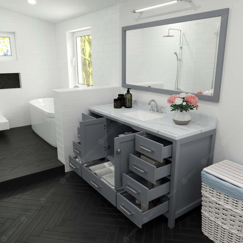 Image of Caroline Avenue Gray 60" Square Sink Vanity Set with Polished Chrome Faucet | GS-50060-CCSQ-GR-002