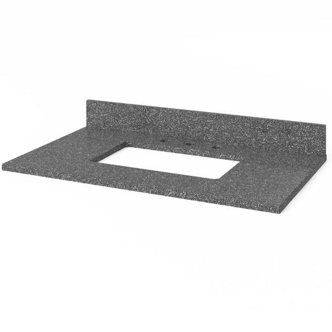 Image of Included top has three holes cut for an 8” widespread faucet and a 4” backsplash