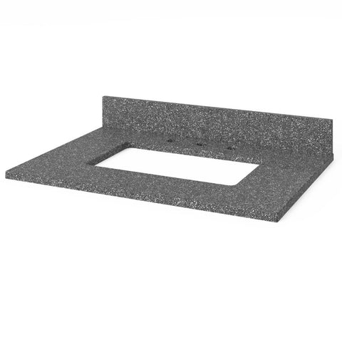 Image of Included top has three holes cut for an 8” widespread faucet and a 4” backsplash