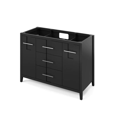Image of Jeffrey Alexander Katara Modern 48" Black Single Sink Vanity w/ Boulder Cultured Marble Top | VKITKAT48BKBOR