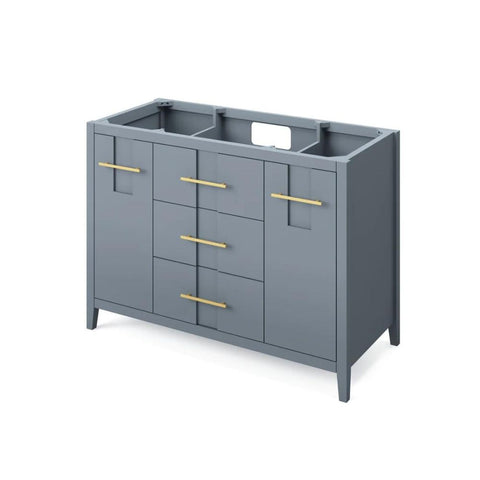 Image of Jeffrey Alexander Katara Modern 48" Blue Steel Single Sink Vanity w/ Boulder Cultured Marble Top | VKITKAT48BSBOR