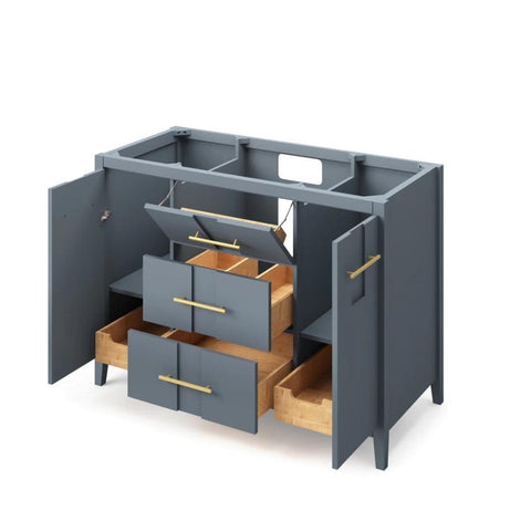 Image of Jeffrey Alexander Katara Modern 48" Blue Steel Single Sink Vanity w/ Lavante Cultured Marble Vessel Top | VKITKAT48BSLAR