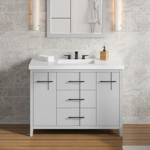 Image of Jeffrey Alexander Katara Modern 48" Grey Single Sink Vanity w/ Lavante Cultured Marble Vessel Top | VKITKAT48GRLAR