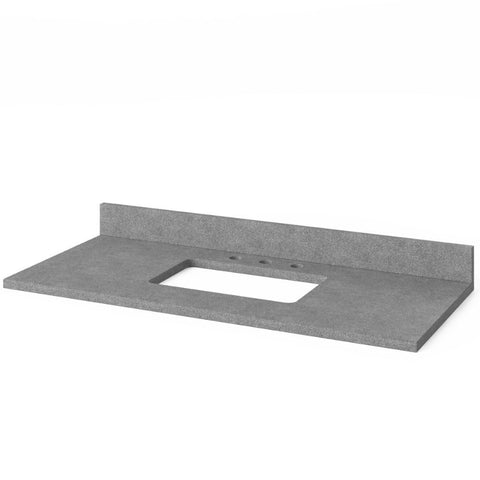 Image of Wavecrest Contemporary White 48" Rectangle Sink Vanity with Steel Grey Cultured Marble Top | VKITWAV48WHSGR