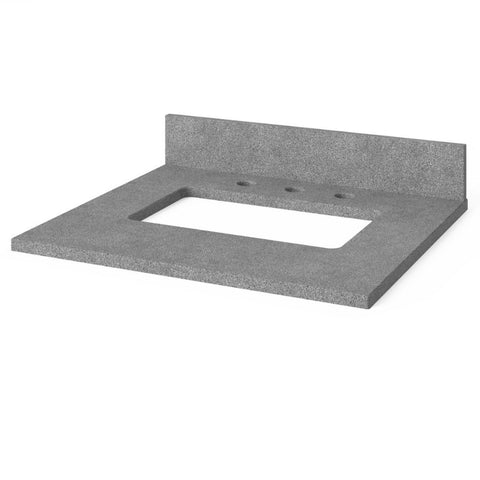 Image of Wavecrest Contemporary White 24" Rectangle Sink Vanity with Steel Grey Cultured Marble Top | VKITWAV24WHSGR