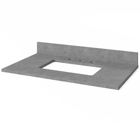 Image of Included top has three holes cut for an 8” widespread faucet and a 4” backsplash