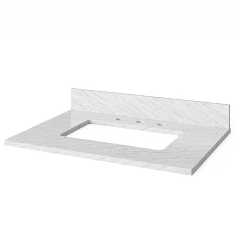 Image of Addington Contemporary White 30" Vanity with White Carrara Marble Top | VKITADD30WHWCR