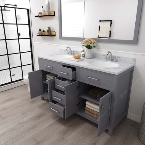 Image of Soft-closing door hinges and drawer glides provide added luxury, safety, and longevity. Each Caroline vanity is handcrafted with a 2" solid wood birch frame built to last a lifetime.