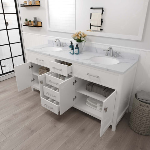 Image of Functional & Versatile - Soft-closing door hinges and drawer glides provide added luxury, safety, and longevity. Each Caroline vanity is handcrafted with a 2" solid wood birch frame built to last a lifetime.