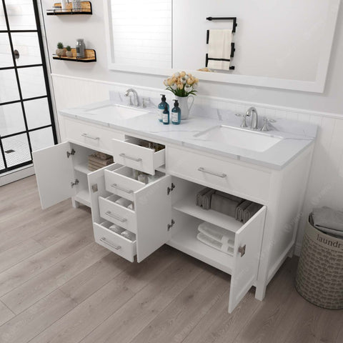 Image of Soft-closing door hinges and drawer glides provide added luxury, safety, and longevity. Each Caroline vanity is handcrafted with a 2" solid wood birch frame built to last a lifetime.