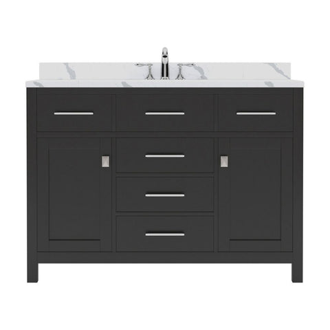 Image of Details of the Caroline 48" Single Bath Vanity in Espresso with Calacatta Quartz Top and Round Sink | MS-2048-CCRO-ES-NM