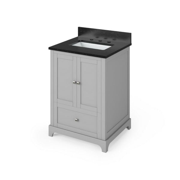 Addington Contemporary 24" Grey Rectangle Sink Vanity, Black Granite V Dream Bathroom Vanities