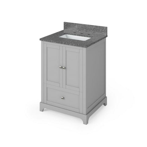 Image of Details of the 24" Grey Addington Vanity, Boulder Cultured Marble Vanity Top, undermount rectangle bowl by Jeffrey Alexander | VKITADD24GRBOR
