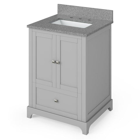 Image of Details of the 24" Grey Addington Vanity, Steel Grey Cultured Marble Vanity Top, undermount rectangle bowl by Jeffrey Alexander | VKITADD24GRSGR