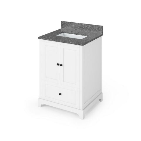 Image of Details of the 24" White Addington Vanity, Boulder Cultured Marble Vanity Top, undermount rectangle bowl by Jeffrey Alexander | VKITADD24WHBOR