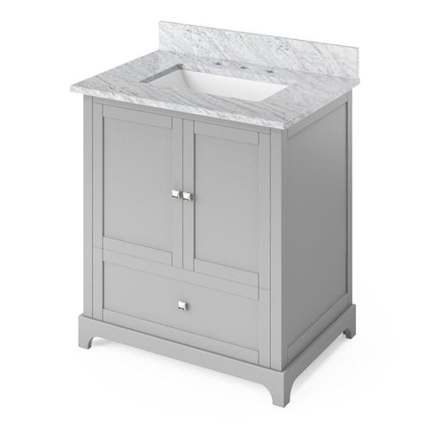 Image of Addington Contemporary Grey 30" Vanity with Carrara Marble Top | VKITADD30GRWCR