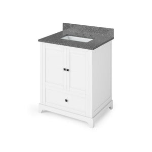 Details of the 30" White Addington Vanity, Boulder Cultured Marble Vanity Top, undermount rectangle bowl by Jeffrey Alexander | VKITADD30WHBOR