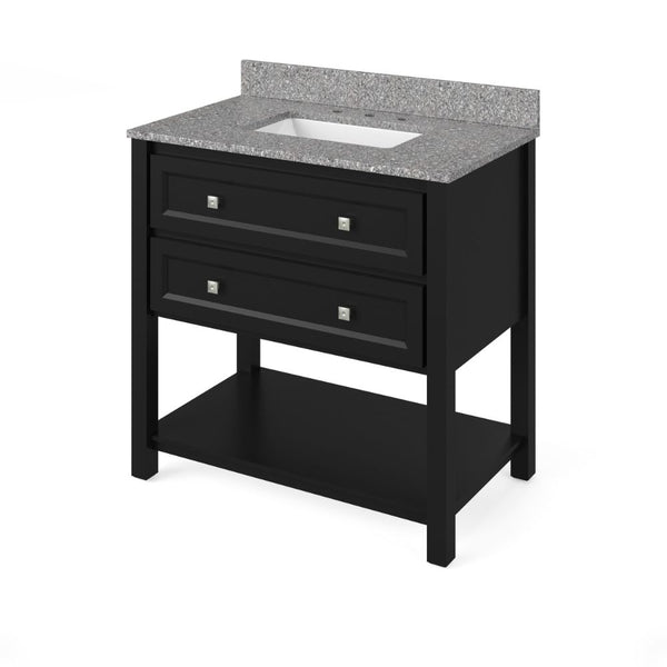 Adler Transitional Black 36" Rectangle Sink Vanity with Boulder Cultur