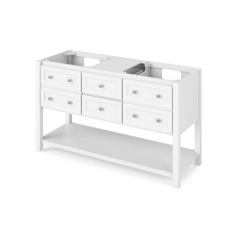 Image of The Adler vanity features an open cabinet, full-extension drawers, and tipout trays to accentuate the bath with storage solutions.