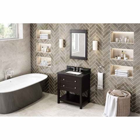 Image of The hardwood Astoria vanity features clean lines and a stepped door profile for a modern look.