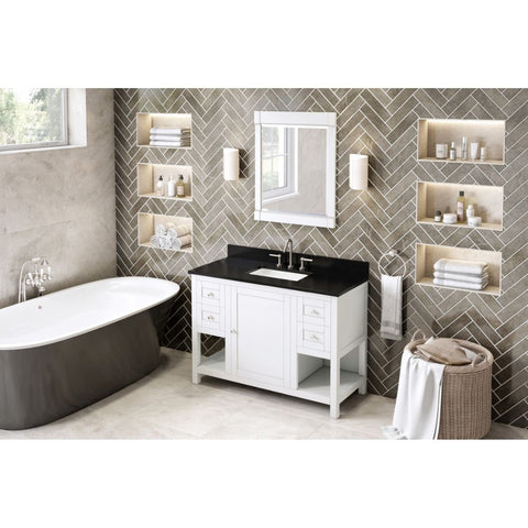 Image of Astoria Transitional White 48" Rectangle Sink Vanity with Black Granite Top | VKITAST48WHBGR