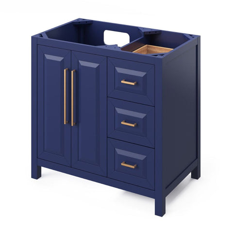 Image of Choice of tops ensures unique look Storage provided by three offset drawers, dovetail rollout drawer and adjustable shelf Square pulls included Full-extension concealed soft-close undermount slides and hinges