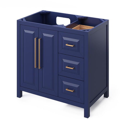 Image of Choice of tops ensures unique look Storage provided by three offset drawers, dovetail rollout drawer and adjustable shelf Square pulls included Full-extension concealed soft-close undermount slides and hinges