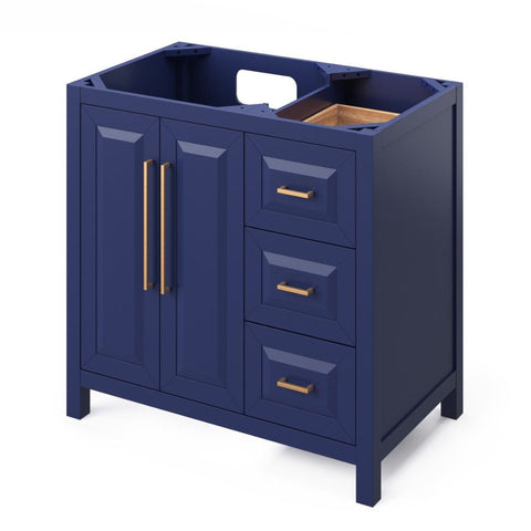 Image of Choice of tops ensures unique look Storage provided by three offset drawers, dovetail rollout drawer and adjustable shelf Square pulls included Full-extension concealed soft-close undermount slides and hinges