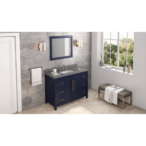 Image of Cade Modern Hale Blue 48" Vanity with Boulder Cultured Marble Top | VKITCAD48BLBOR