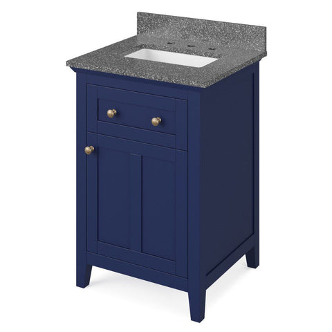 Image of Details of the 24" Hale Blue Chatham Vanity, Boulder Cultured Marble Vanity Top, undermount rectangle bowl by Jeffrey Alexander | VKITCHA24BLBOR