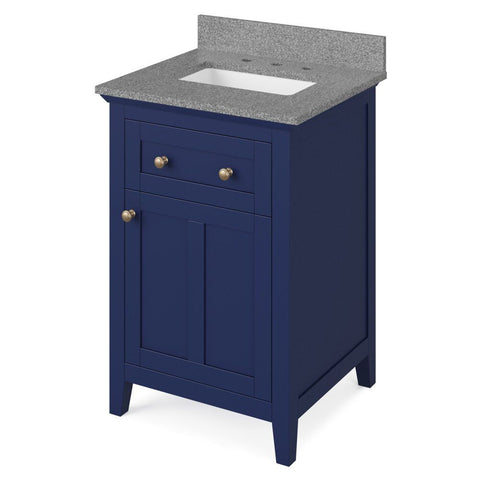 Image of Details of the 24" Hale Blue Chatham Vanity, Boulder Cultured Marble Vanity Top, undermount rectangle bowl by Jeffrey Alexander | VKITCHA24BLSGR