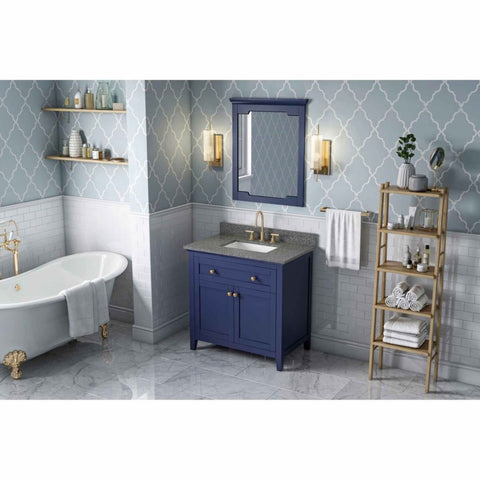 Image of Chatham Transitional Hale Blue 36" Vanity with Boulder Cultured Marble Top | VKITCHA36BLBOR