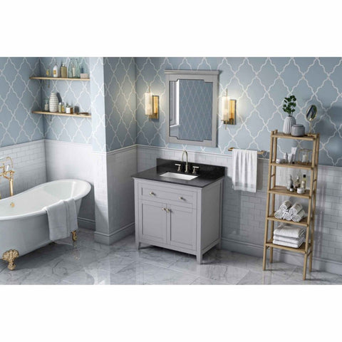 Image of Chatham Transitional Grey 36" Vanity with Black Granite Top | VKITCHA36GRBGR