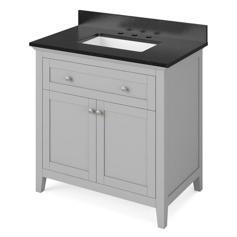 Image of Chatham Transitional Grey 36" Vanity with Black Granite Top | VKITCHA36GRBGR