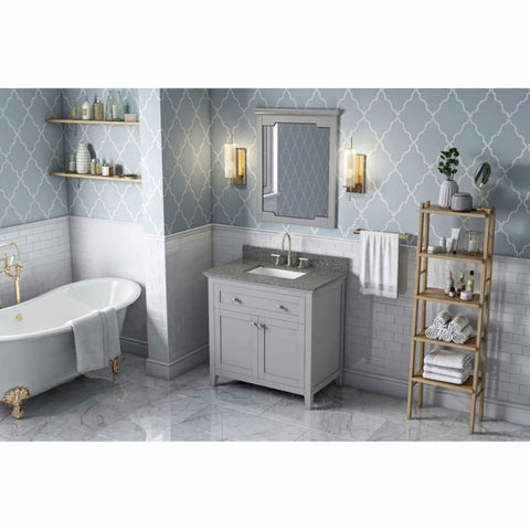 Image of Chatham Transitional Grey 36" Vanity with Boulder Cultured Marble Top | VKITCHA36GRBOR