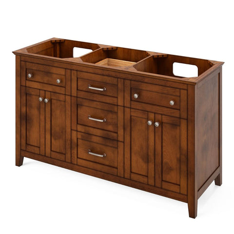 Image of Chatham Transitional Chocolate 60" Double Sink Vanity with Black Granite Top | VKITCHA60CHBGR