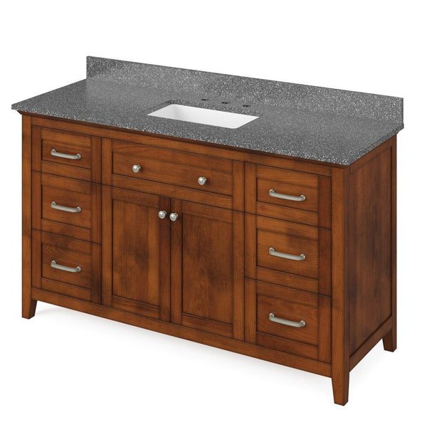 Chatham Transitional 60" Chocolate Single Rectangle Sink Vanity, Bould
