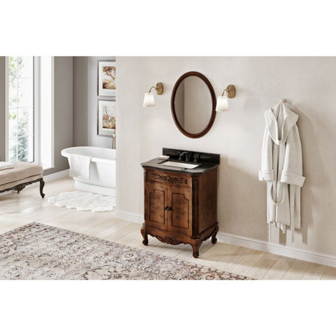 Image of Clairemont Traditional Nutmeg 30" Vanity with Black Granite Top | VKITCLA30NUBGR