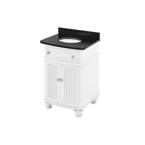 Image of Details of the 30" White Compton Vanity, Compton-only Black Granite Vanity Top, undermount oval bowl by Jeffrey Alexander | VKITCOM30WHBGO