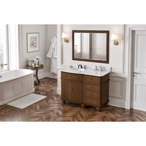 Image of Compton Traditional Walnut 48" Vanity with White Carrara Marble Top | VKITCOM48WAWCO