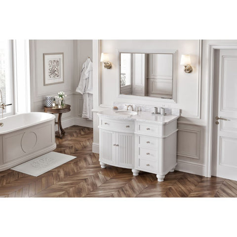Image of Compton Traditional White 48" Vanity with White Carrara Marble Top | VKITCOM48WHWCO