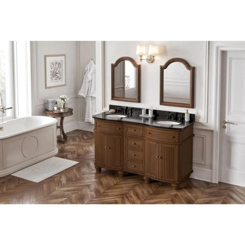 Image of Compton Traditional Walnut 60" Double Vanity with Black Granite Top | VKITCOM60WABGO
